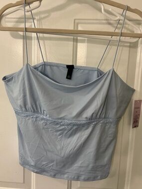 wild fable Pale Blue Lace-Trim Cami Top